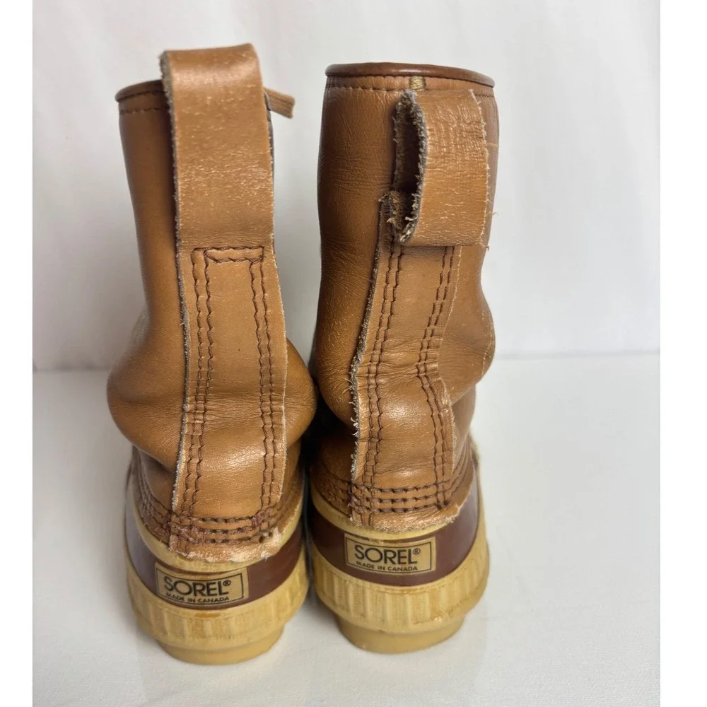Sorel Kaufman Premium Mens 9 Vintage Duck Boots Brown Leather Made in Canada